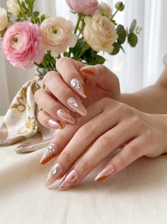 Bordeaux Bloom  Press-On Nails With Application Kit