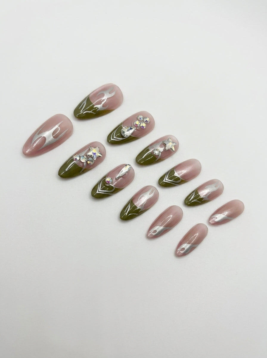 Sage Stellar  Press-On Nails With Application Kit
