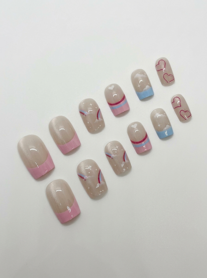 Dreamcore Pastel Press-On Nails With Application Kit