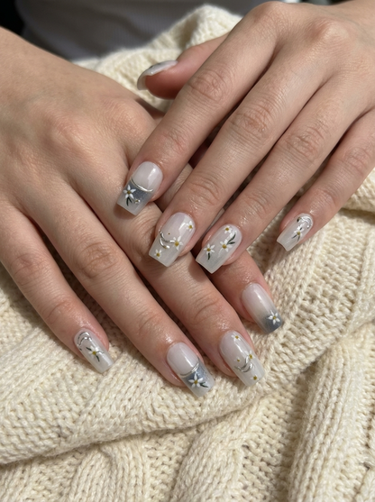 Silver Frost Press-On Nails With Application Kit