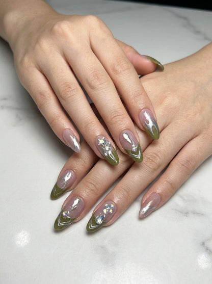 Sage Stellar  Press-On Nails With Application Kit