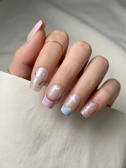 Dreamcore Pastel Press-On Nails With Application Kit