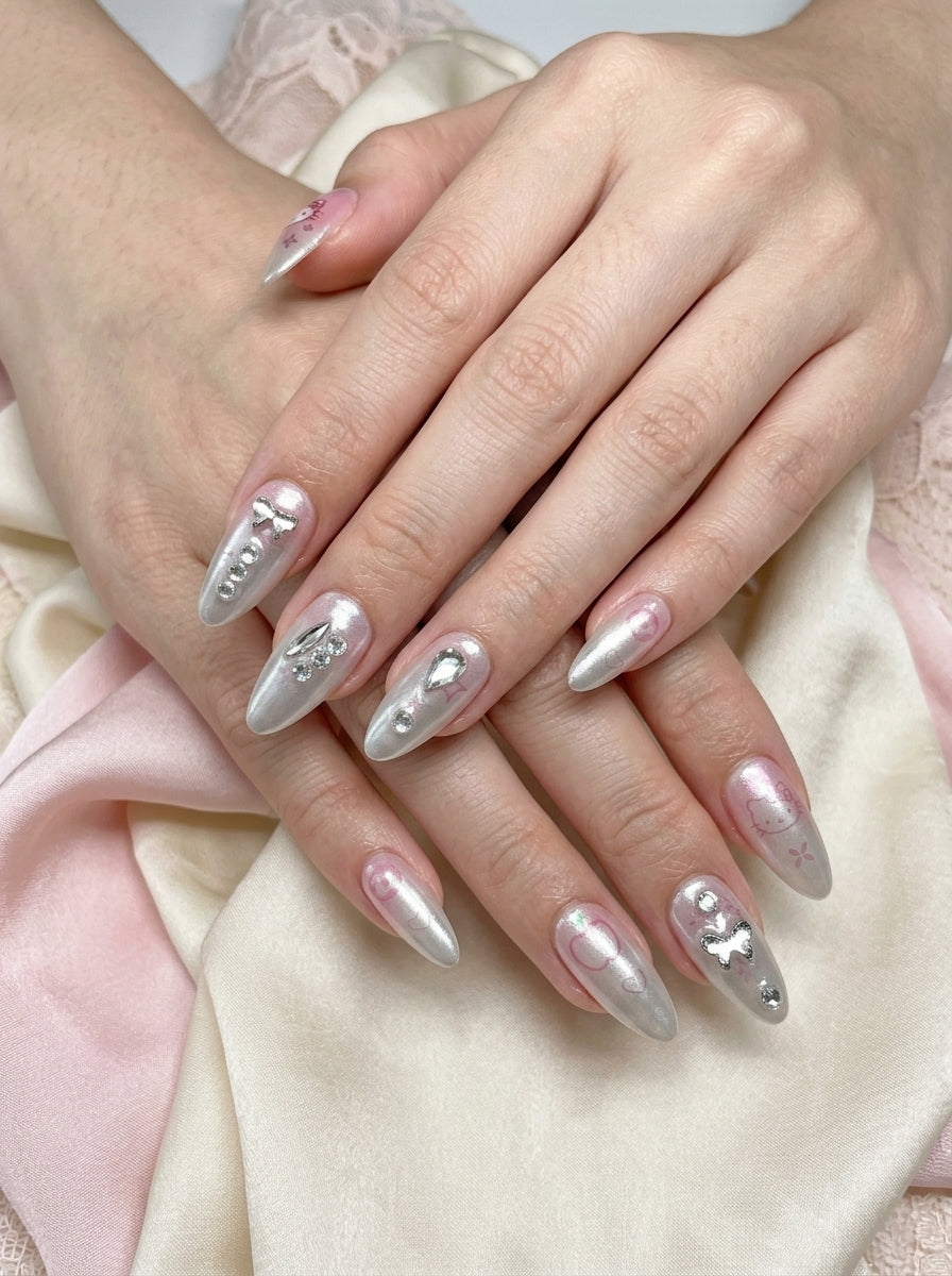 Mint Galaxy  Press-On Nails With Application Kit