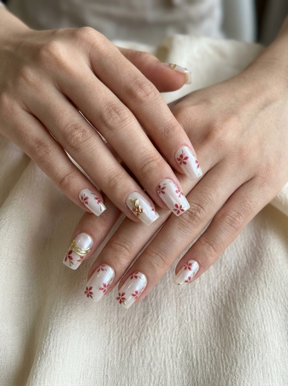 Pearl Sakura Press-On Nails With Application Kit