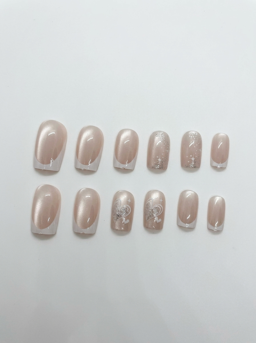 Champagne Silk Press-On Nails With Application Kit
