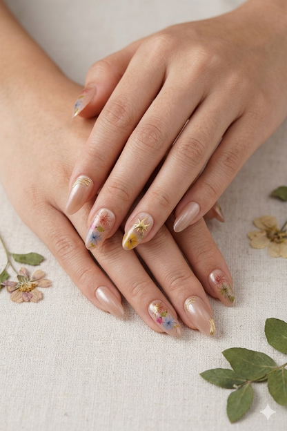 Golden Meadow Press-On Nails With Application Kit