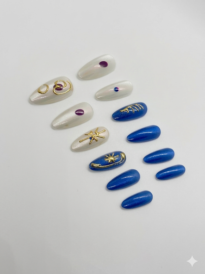 Midnight Sun & Sea Press-On Nails With Application Kit