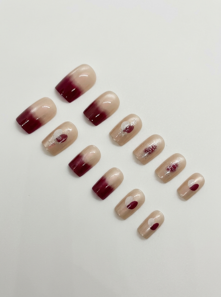 Merlot Aura  Press-On Nails With Application Kit