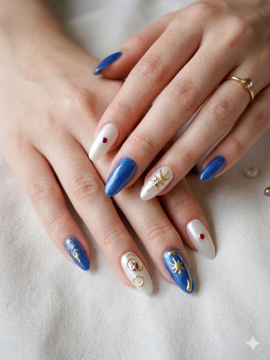 Midnight Sun & Sea Press-On Nails With Application Kit