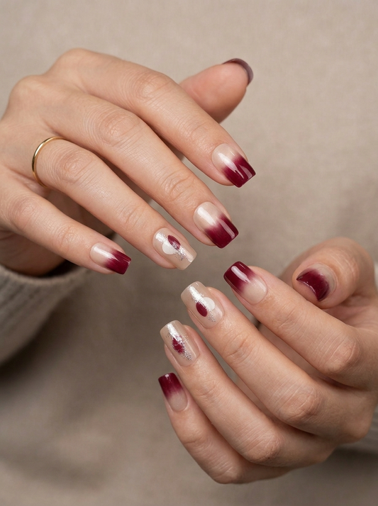 Merlot Aura  Press-On Nails With Application Kit