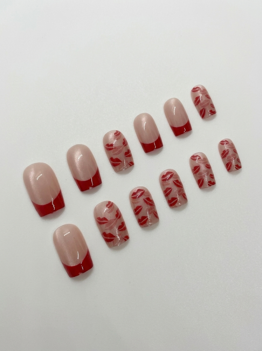 Scarlet Kisses  Press-On Nails With Application Kit