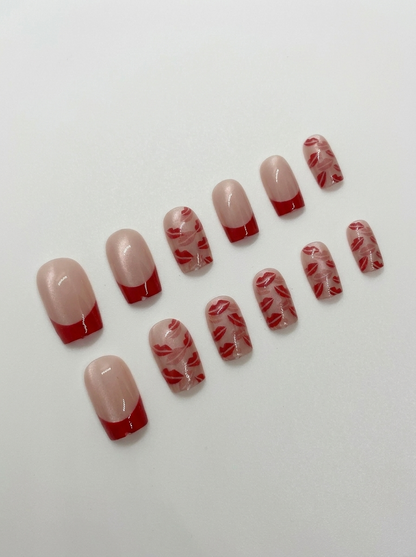 Scarlet Kisses  Press-On Nails With Application Kit