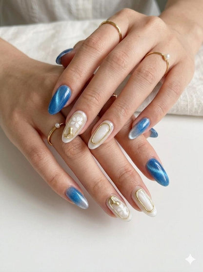 Sapphire Aura Press-On Nails With Application Kit