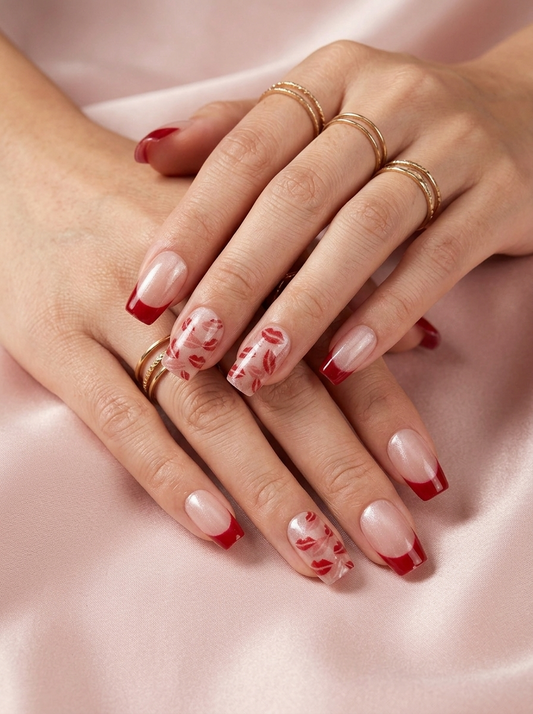 Scarlet Kisses  Press-On Nails With Application Kit