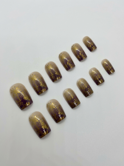 Gilded Amethyst Press-On Nails With Application Kit
