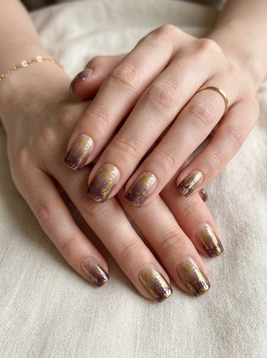 Gilded Amethyst Press-On Nails With Application Kit