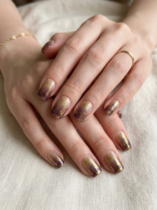 Gilded Amethyst Press-On Nails With Application Kit