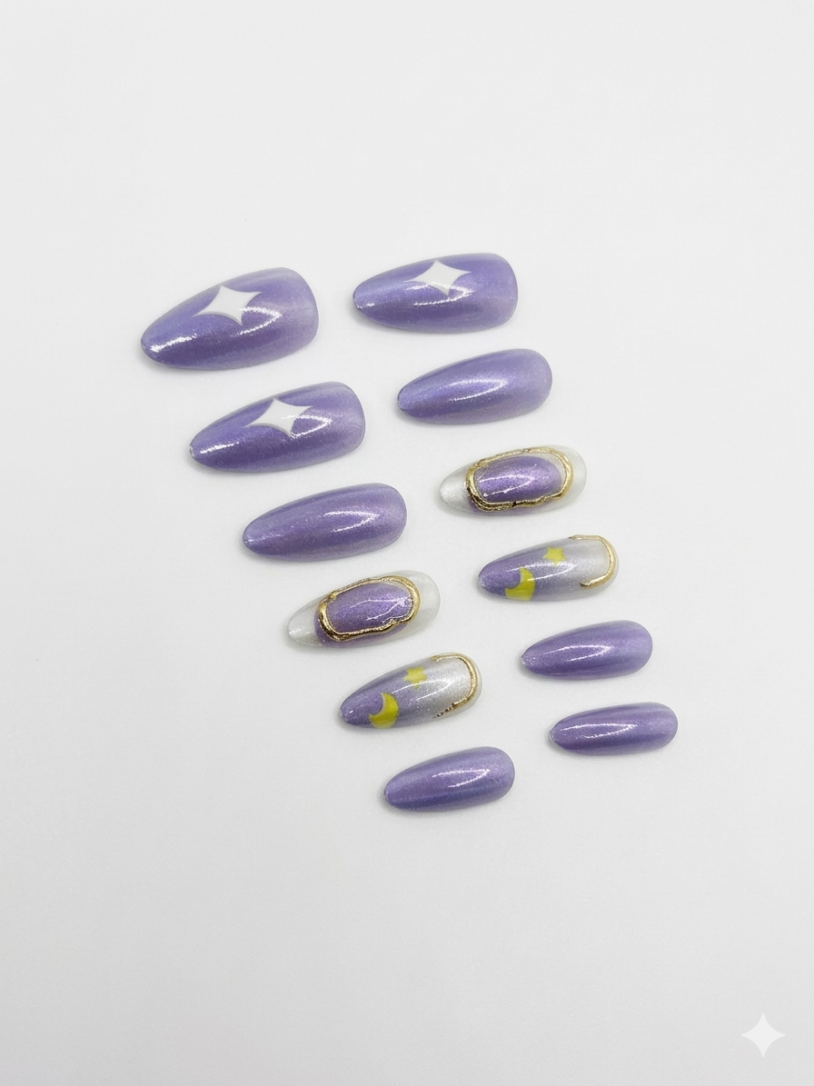 Midnight Galaxy Press-On Nails With Application Kit