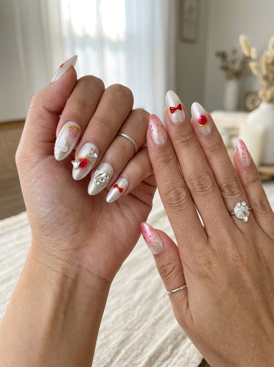 Victorian Rose Press-On Nails With Application Kit