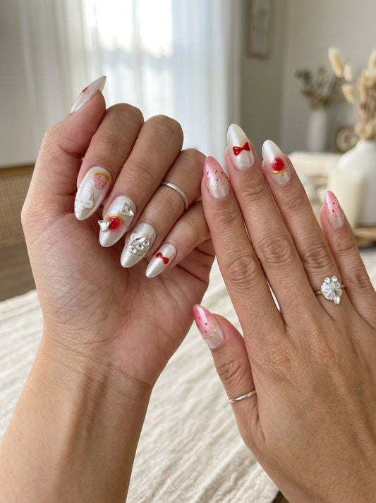 Victorian Rose Press-On Nails With Application Kit