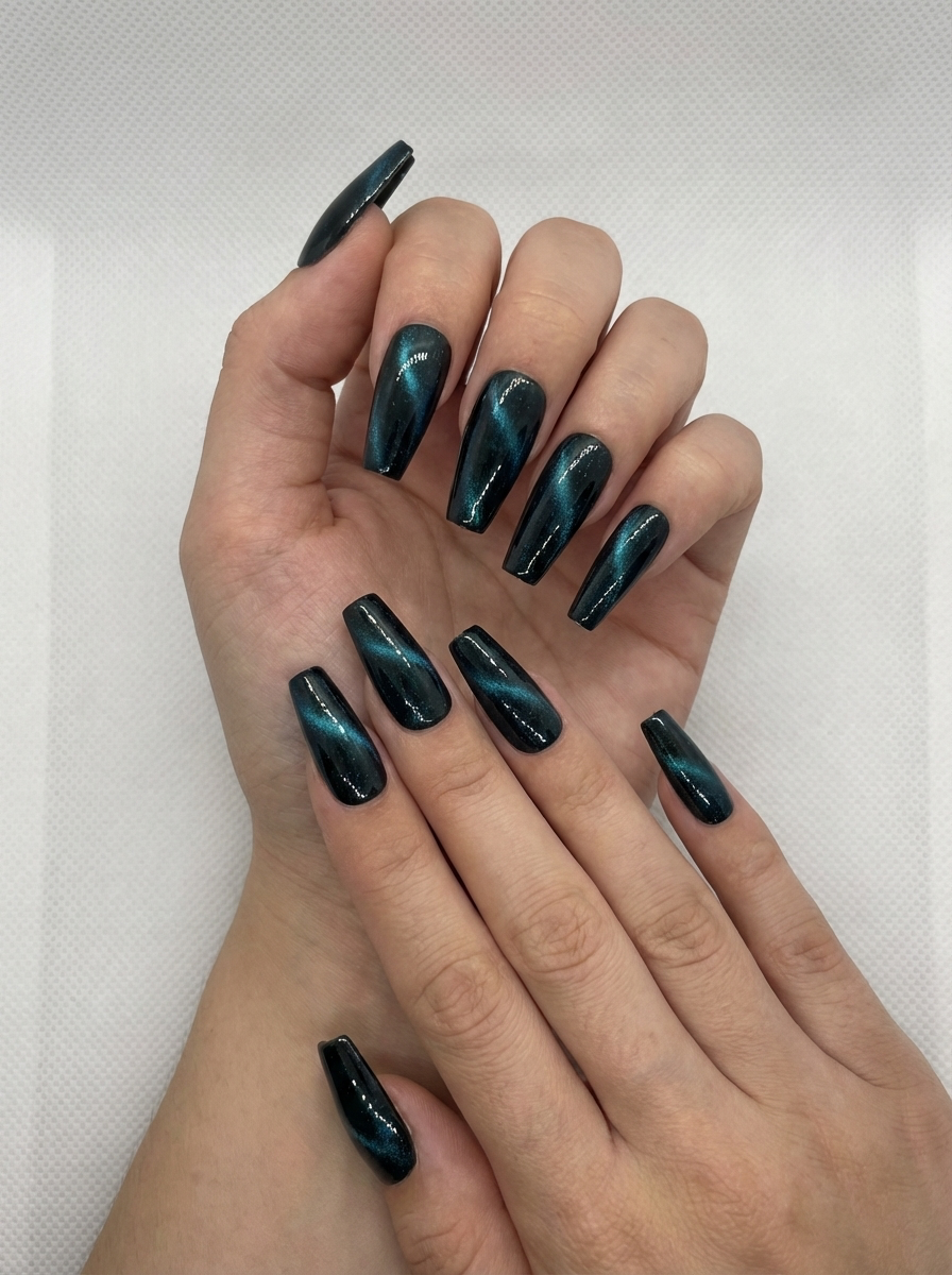 Midnight Stellar Press-On Nails With Application Kit